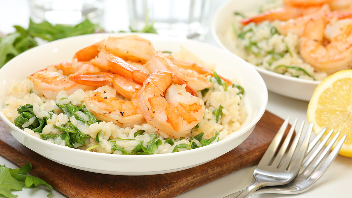 Pan-Seared Shrimp and Arugula Risotto Recipe