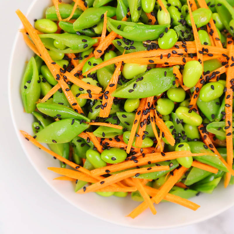 Snap Pea Salad with Edamame and Sesame Dressing - Kirbie's Cravings