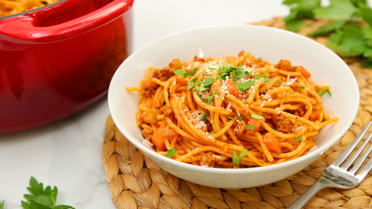 One Pot Speedy Spaghetti Bolognese